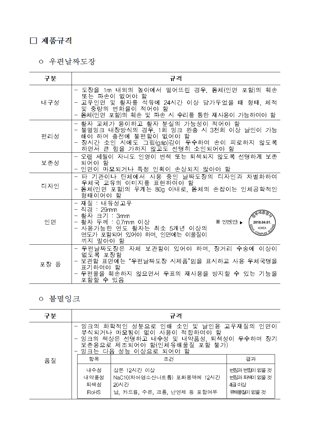 우정사업본부 공고 제2018-48호(우편날짜도장 및 불멸잉크 시제품 공모)002.png