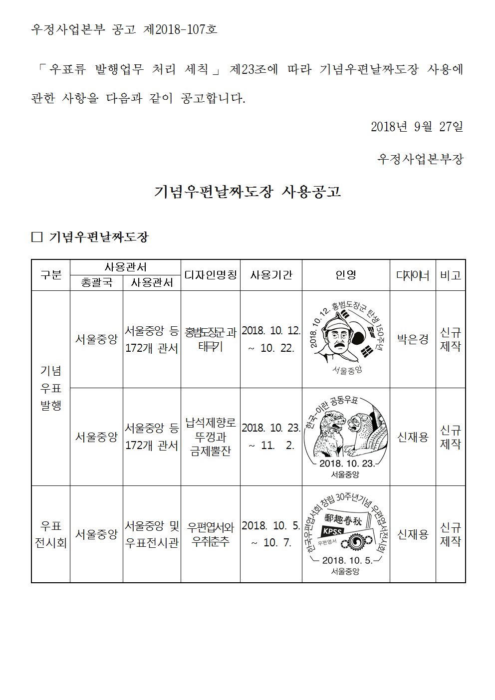 우정사업본부 공고 제2018-107호(기념우편날짜도장 사용공고)001.png